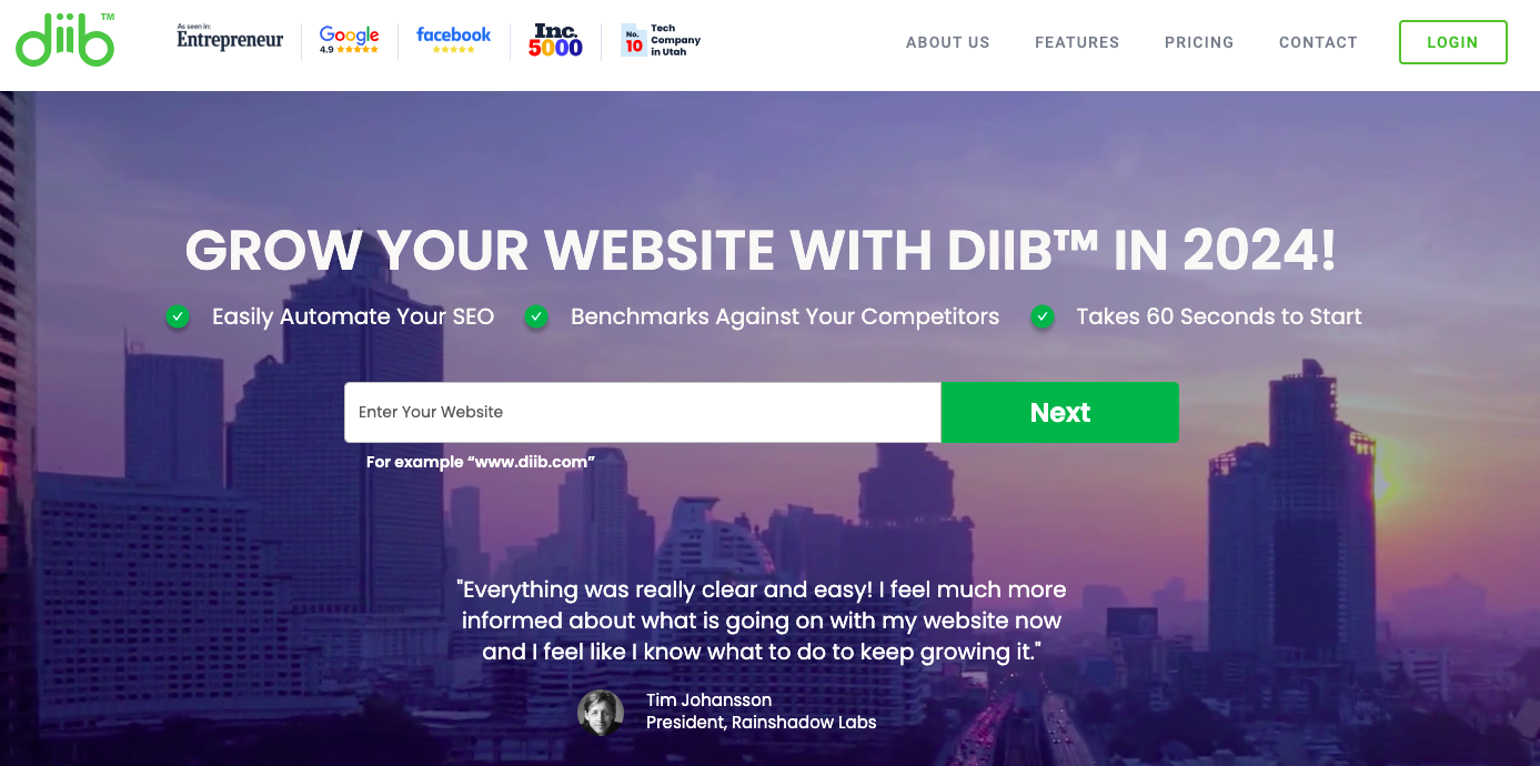 Diib home page